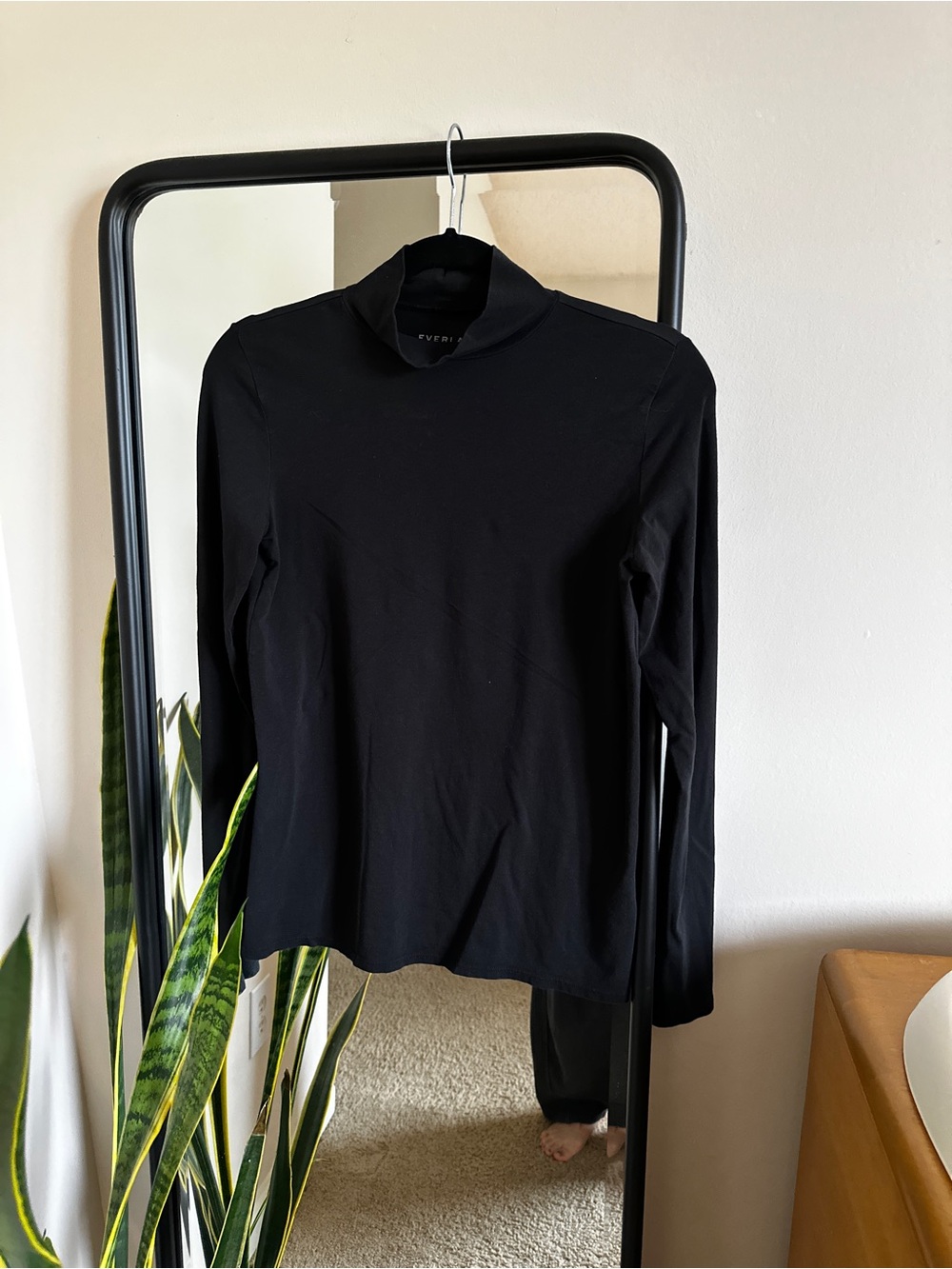 Everlane Black Long Sleeve Mock Neck Top